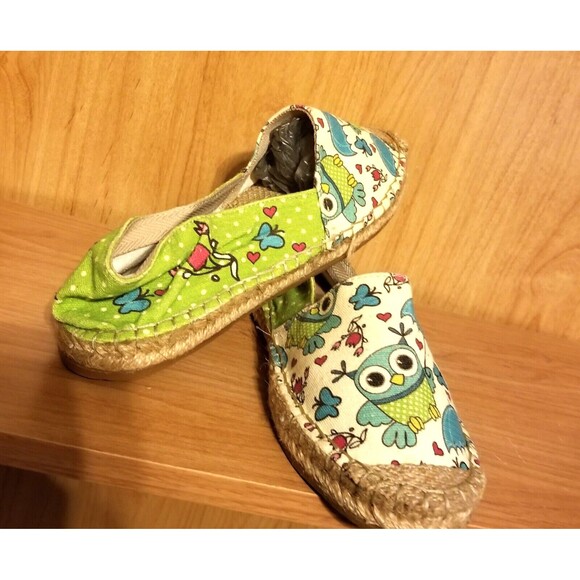 Cotto Owl Canvas Slip On Shoes Espadrille Flats Sz 8.5 Euro 40 Green - Picture 12 of 14